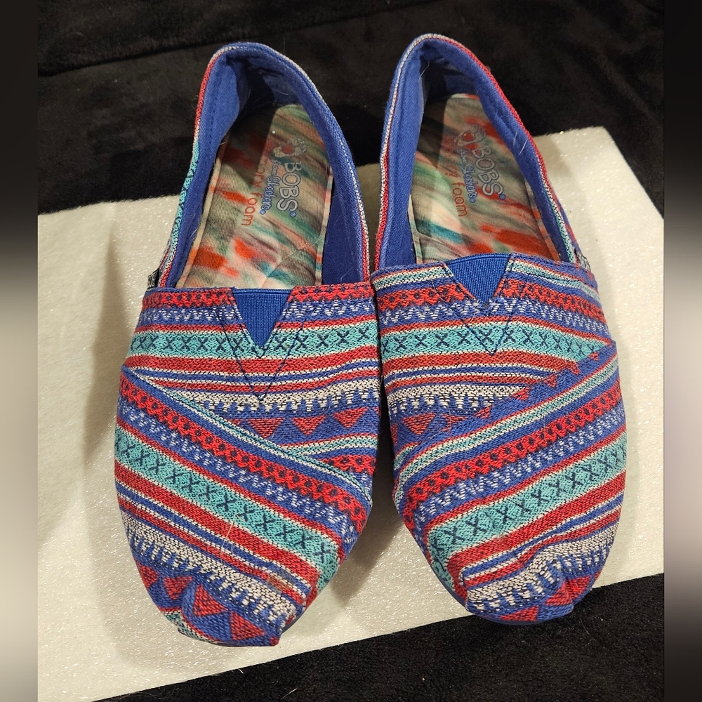 Bobs By Skechers Women's Multicolor Patterned Loafers Size 10